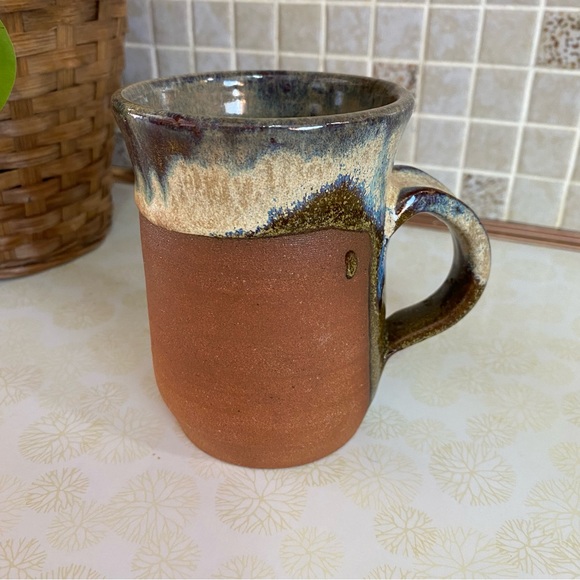 Vintage Pottery Mug & Pottery Tealight candle holder drip glaze handmade - Picture 6 of 12
